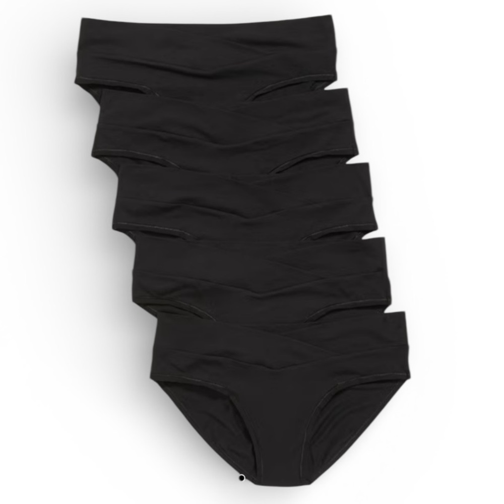 Old Navy Maternity 5-pack black soft-knit low-rise bikini underwear size medium